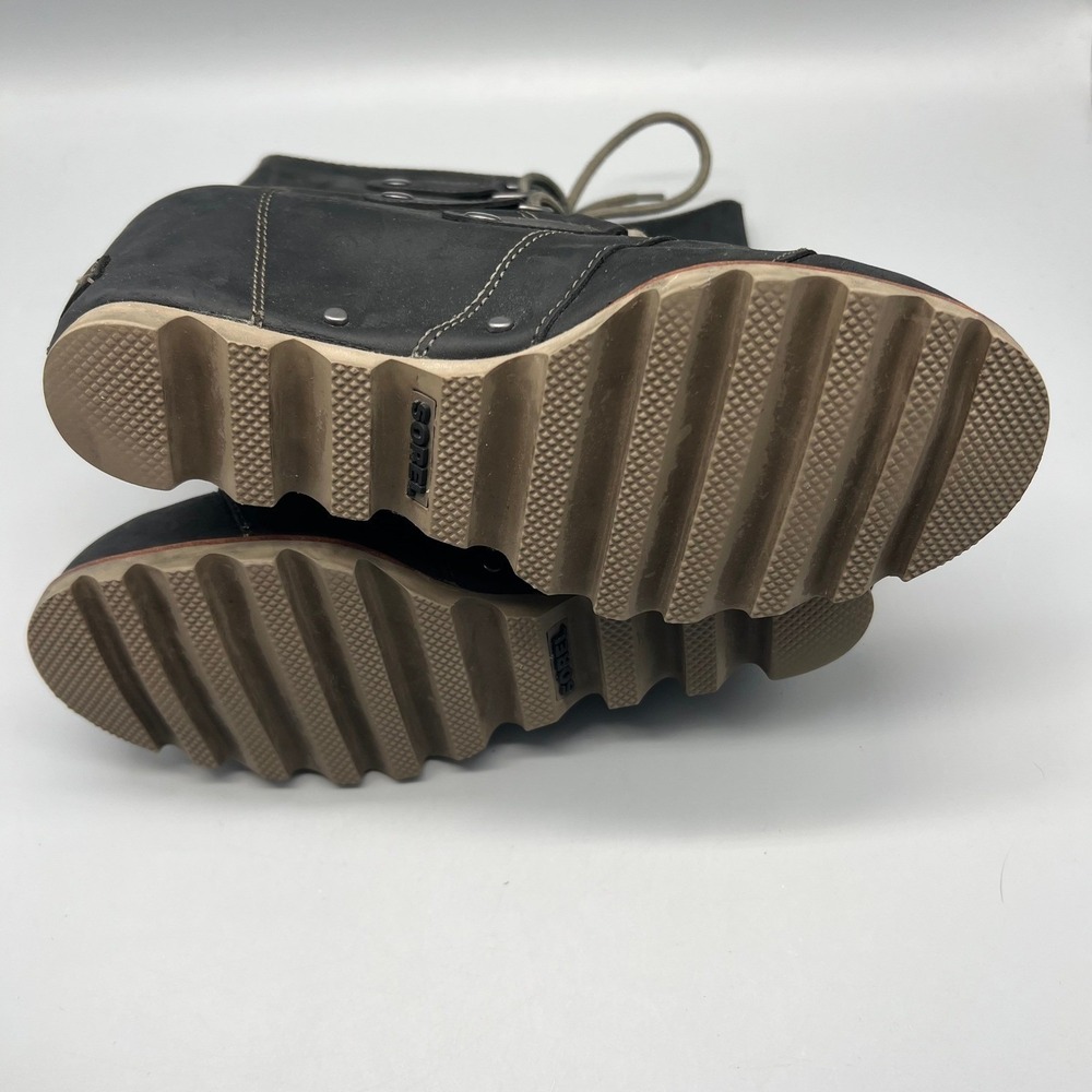 Sorel Black Lace-Up Ankle Boots with Tan Sole - Picture 8 of 9